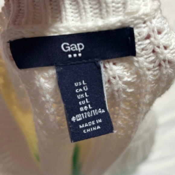 Gap Factory Green and White Color Blocked 100% Cotton Knit Sweater Size Large - Picture 4 of 5